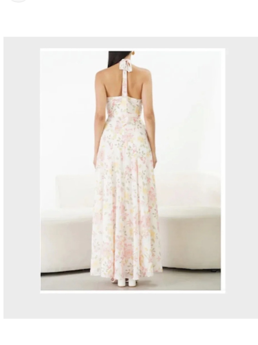 Yumi Kim Floral Halter Maxi Dress Cream Garden Party Cottagecore Boho Size S - Picture 3 of 11